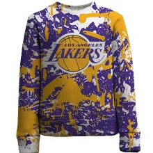 Детский 3D свитшот Lakers фирменные цвета брызги красок