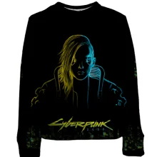 Дитячий 3D світшот Cyberpunk 2077 з неоновим портретом