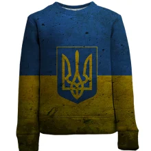 Детский 3D свитшот с флагом и гербом Украины