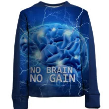 Дитячий 3D світшот з написом "No brain No gain"