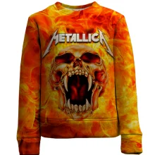Детский 3D свитшот Metallica (огненный череп)