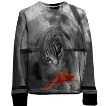 Детский 3D свитшот с котом и золотой рыбкой