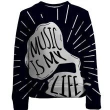 Дитячий 3D світшот Music is my life з променями