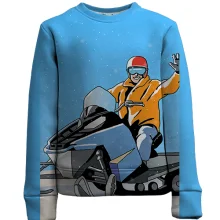 Детский 3D свитшот Man and Snowmobile