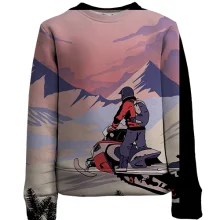 Детский 3D свитшот Snowmobile and Mountain Landscape
