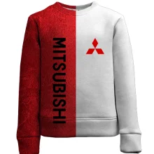 Детский 3D свитшот Mitsubishi на красно-белом фоне