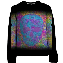 Детский 3D свитшот Череп из неоновых точек