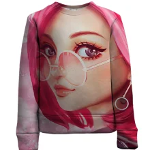 Детский 3D свитшот Pink anime girl