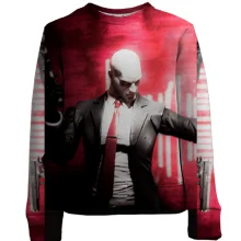 Дитячий 3D світшот Man with pistol on red background