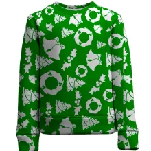 Детский 3D свитшот Christmas green pattern