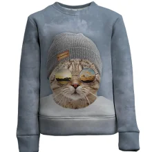 Детский 3D свитшот Кот-хипстер