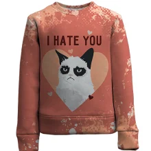 Дитячий 3D світшот I hate you cat