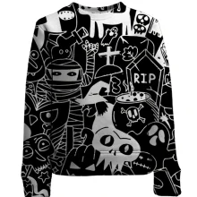 Детский 3D свитшот Halloween black and white