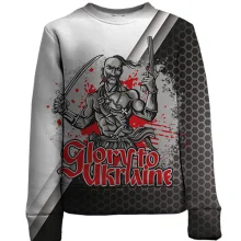 Дитячий 3D світшот Glory to Ukraine з козаком на тлі стільників