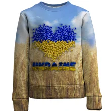 Дитячий 3D світшот Love Ukraine (пшеничне поле)