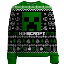 Дитячий 3D світшот Новорічний патерн - Minecraft