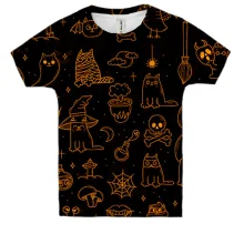 Детская 3D футболка Halloween Cats, pattern