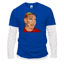 Комбинированный лонгслив с 6IX 9NINE с белыми глазами