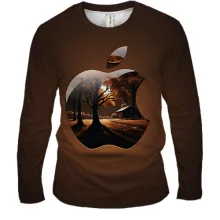 Мужской 3D лонгслив Apple (Brown)
