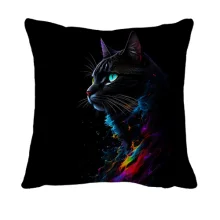 3D подушка з чорним котом у яскравих фарбах