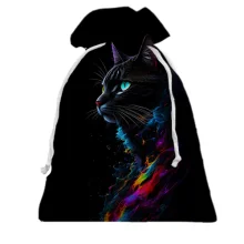 3D Подарунковий мішечок з чорним котом у яскравих фарбах