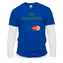 Комбинированный лонгслив с надписью 