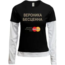 Комбинированный лонгслив с надписью 