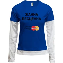 Комбинированный лонгслив с надписью 