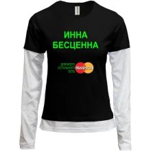 Комбинированный лонгслив с надписью 