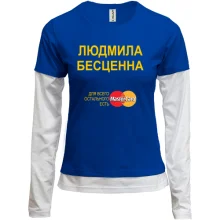 Комбинированный лонгслив с надписью 