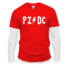 Комбінований лонгслів з надписом "PZ DC" (AC DC)
