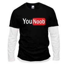 Комбінований лонгслів з написом "You Noob"