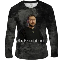 Мужской 3D лонгслив с Зеленским и надписью «Mr. President»