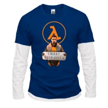 Комбинированный лонгслив с надписью "I want Half-Life 3"