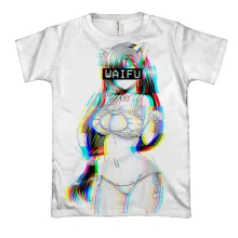 3D футболка WAIFU glitch