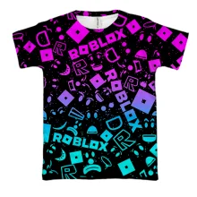 3D футболка ROBLOX neon logo pattern
