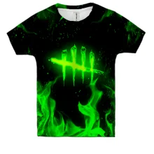 Детская 3D футболка Dead by Daylight green logo