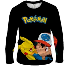 Чоловічий 3D лонгслів Еш та Пікачу - Pokemon