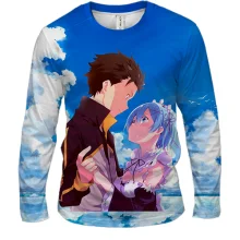 Чоловічий 3D лонгслів Субару та Рем - Re:Zero