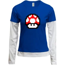 Комбинированный лонгслив с грибом из игры "Mario"