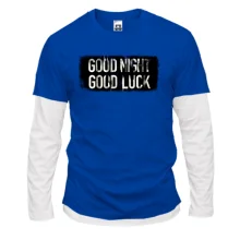 Комбинированный лонгслив с надписью Good Night - Good Luck