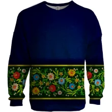 3D світшот з петриківським розписом (темно синя)