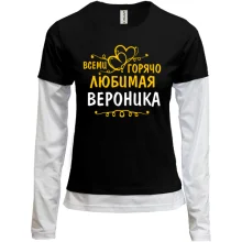 Комбинированный лонгслив с надписью 
