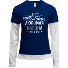 Комбинированный лонгслив с надписью 