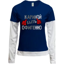 Комбинированный лонгслив с надписью 