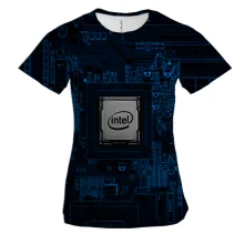 Женская 3D футболка Intel inside