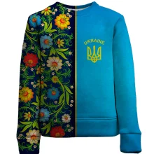 Детский 3D свитшот с петриковской росписью и гербом Украины