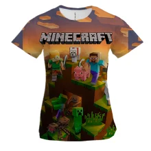 Женская 3D футболка "minecraft"