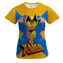 Женская 3D футболка X-MEN на жёлтом фоне