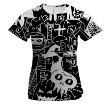Женская 3D футболка Halloween black and white